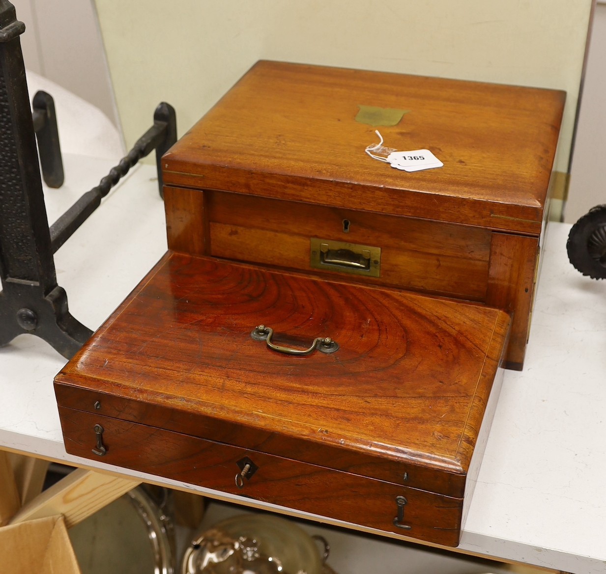 A Georgian mahogany box and a cutlery box by Goldsmiths & Silversmiths